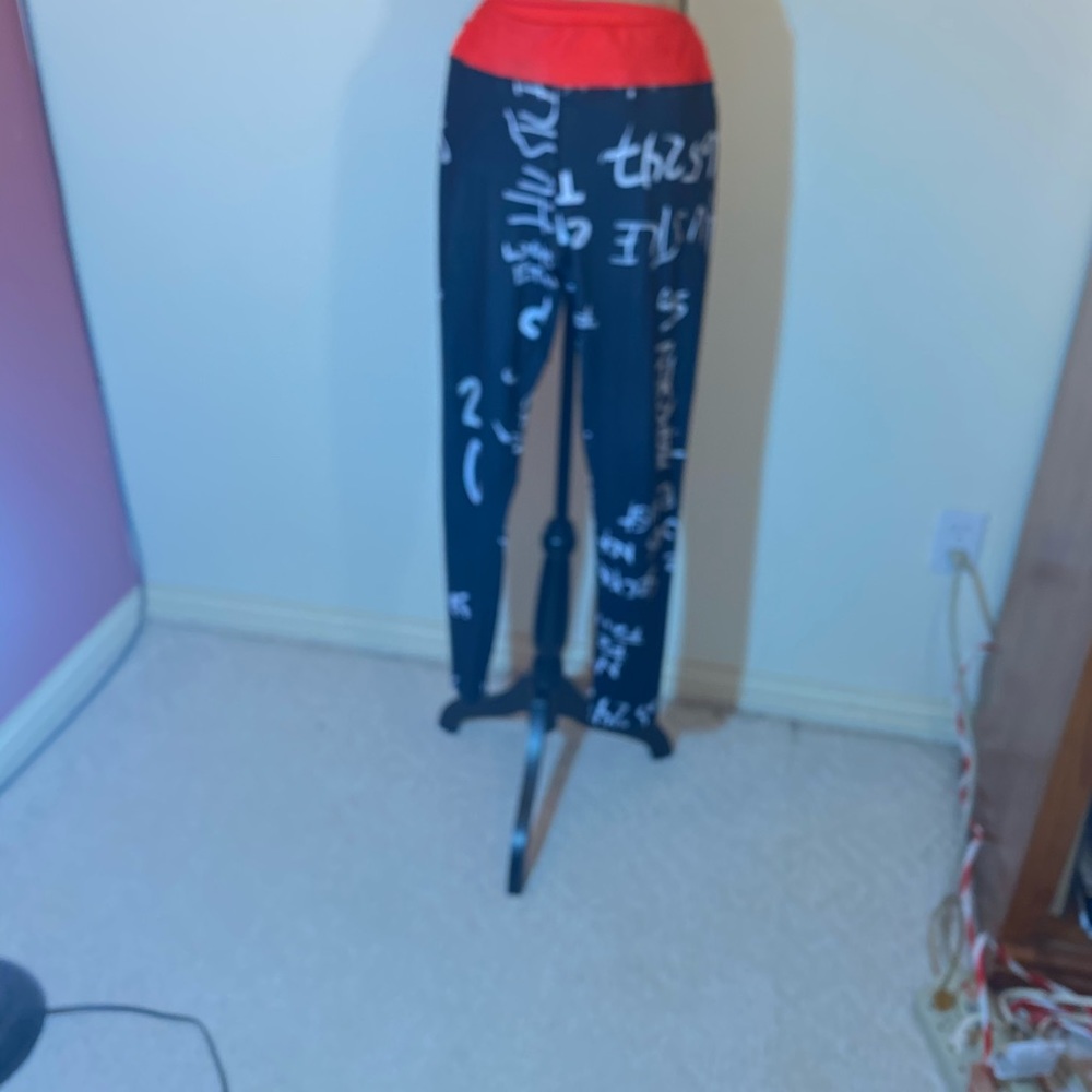 Ladies size large red black and white leggings